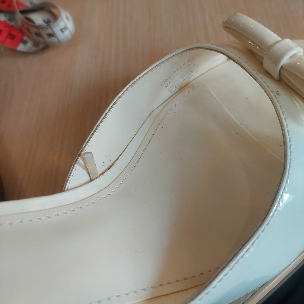 Mango White Bow Leatherette Heels | Gently Used |