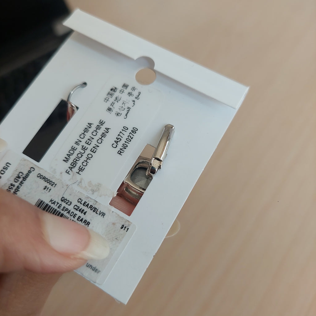 Kate Spade Clear Crystal Square Drop Earrings | Like New |