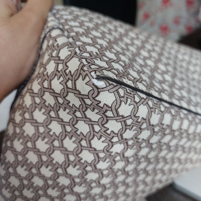 Kate Spade Cream & Taupe Canvas Satchel Bag | Pre Loved |