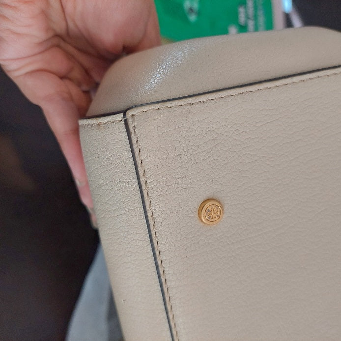 Tory Burch Cream Leather Juliette Satchel Bag | Gently Used |