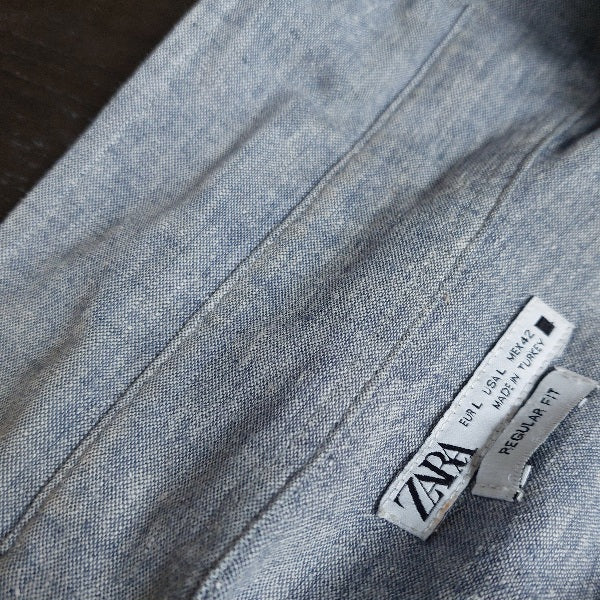 ZARA Grey Faded Collared Men's Shirt | Pre Loved |