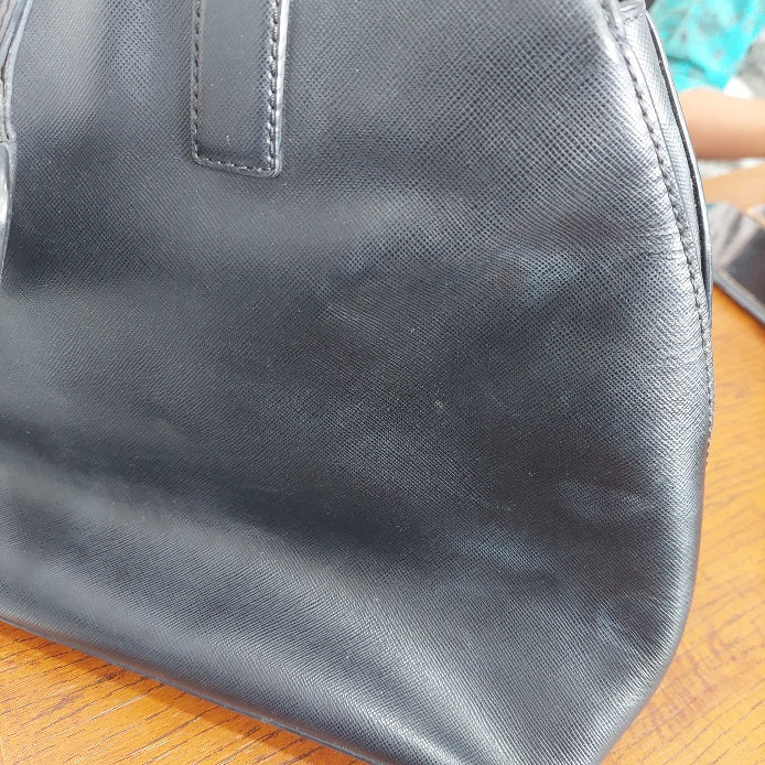 Tory Burch Black Dome Leather Satchel Bag | Pre Loved |