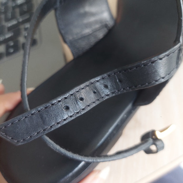 Tory Burch Black Leather Mini Everly Back-strap Sandals | Brand New |