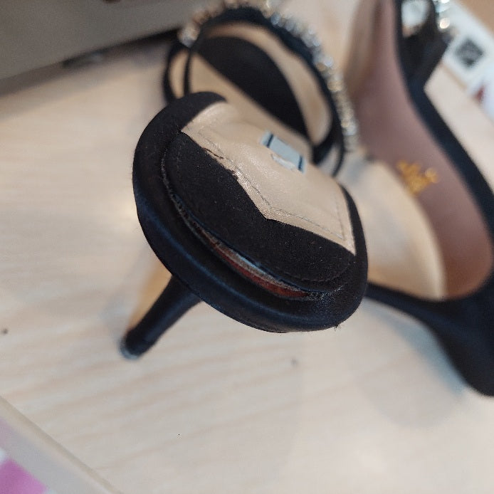 Prada Black Satin RASO Jewelled Heels | Pre Loved |