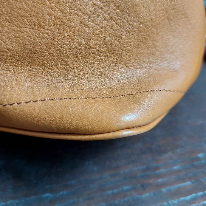 Jafferjees Tan Soft Leather Small Bucket Bag | Pre Loved |