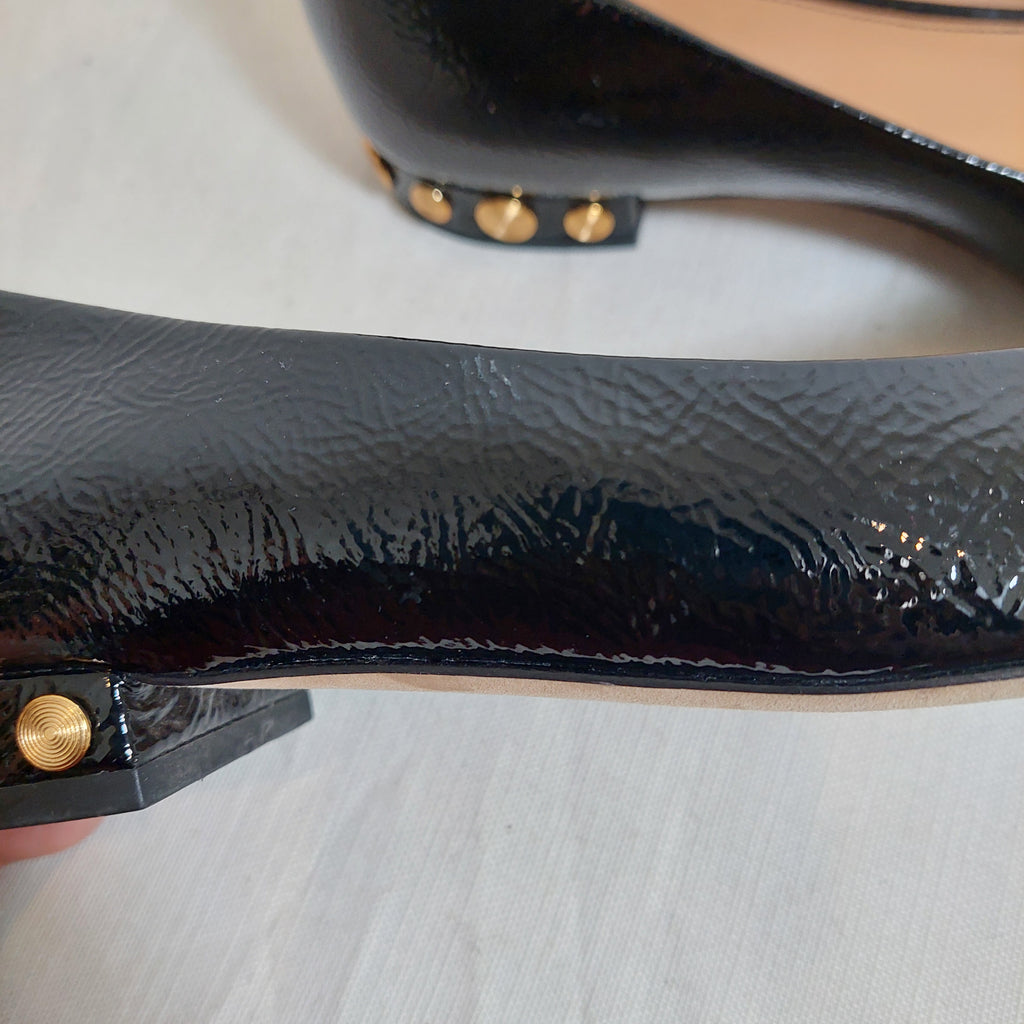 Tory Burch Black Patent Leather 'Kira' Studded Pumps | Pre Loved |