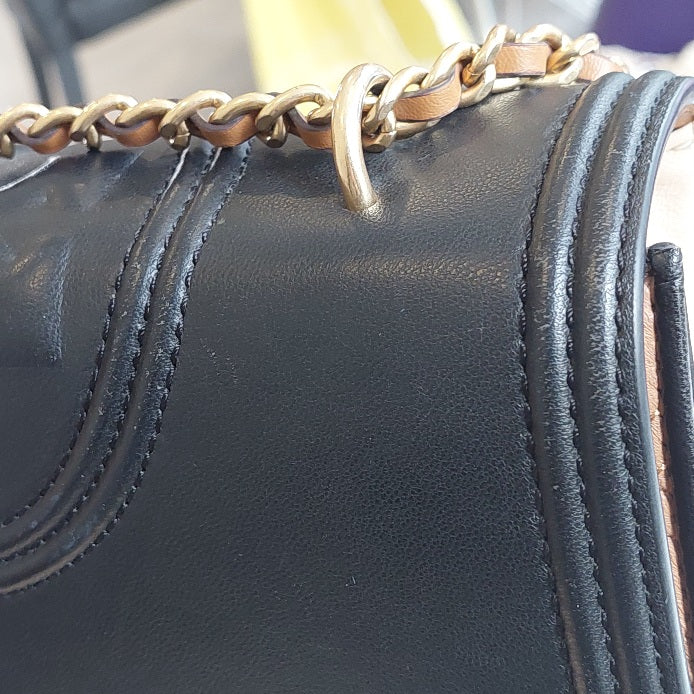 Tory Burch Tri Color Quilted Leather Fleming Shoulder Bag | Pre Loved |