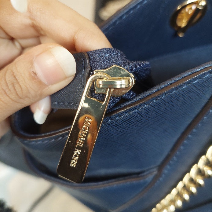 Michael Kors Navy Leather Chain Shoulder Bag | Pre Loved |