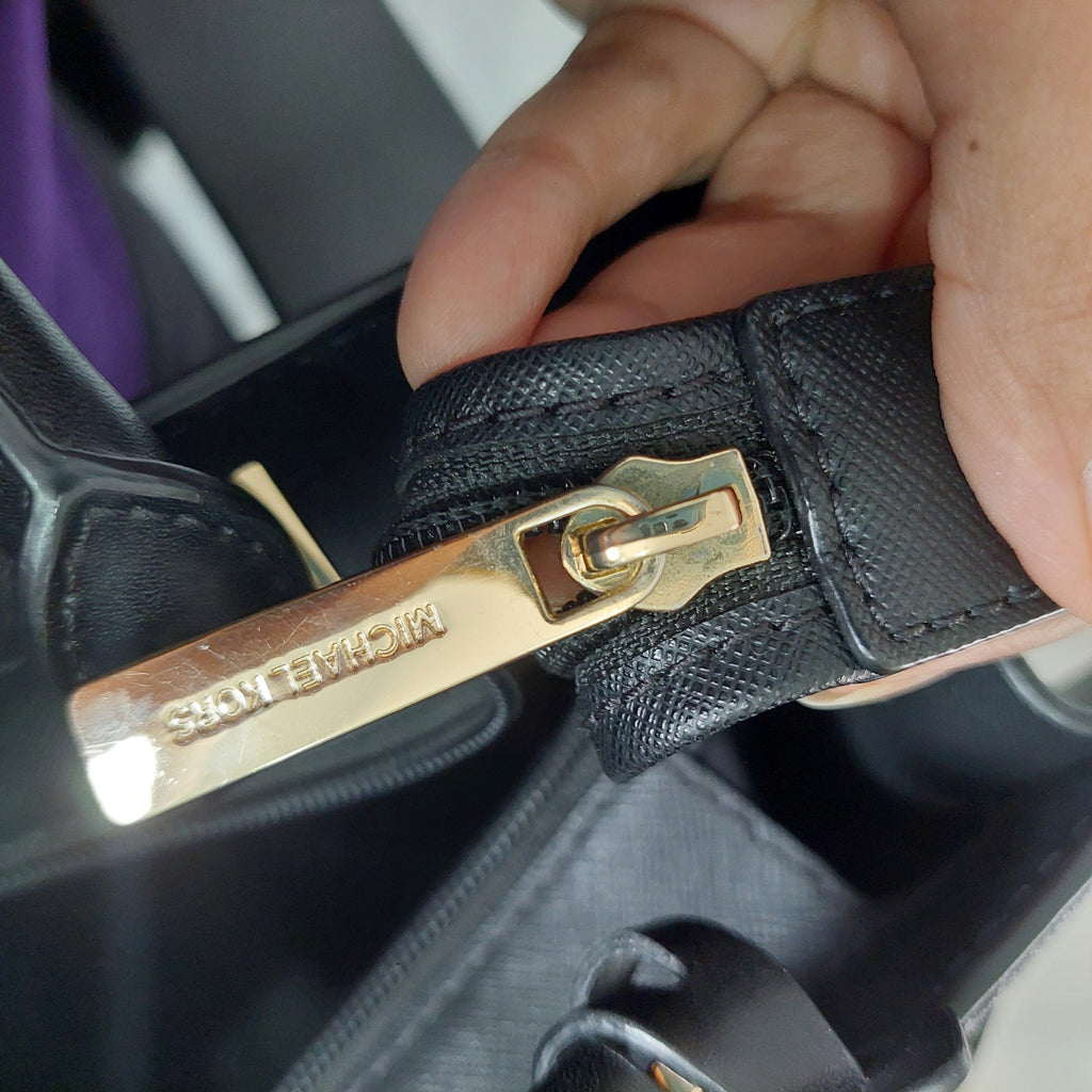 Michael Kors Black Rayne Leather Medium East West Satchel Bag | Gently Used |