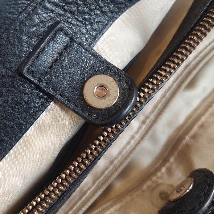 Kate Spade Black Leather Triple Compartment Shoulder Bag | Pre Loved |