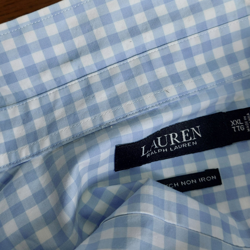 Ralph Lauren Light Blue Check Print Collared Shirt | Pre Loved |