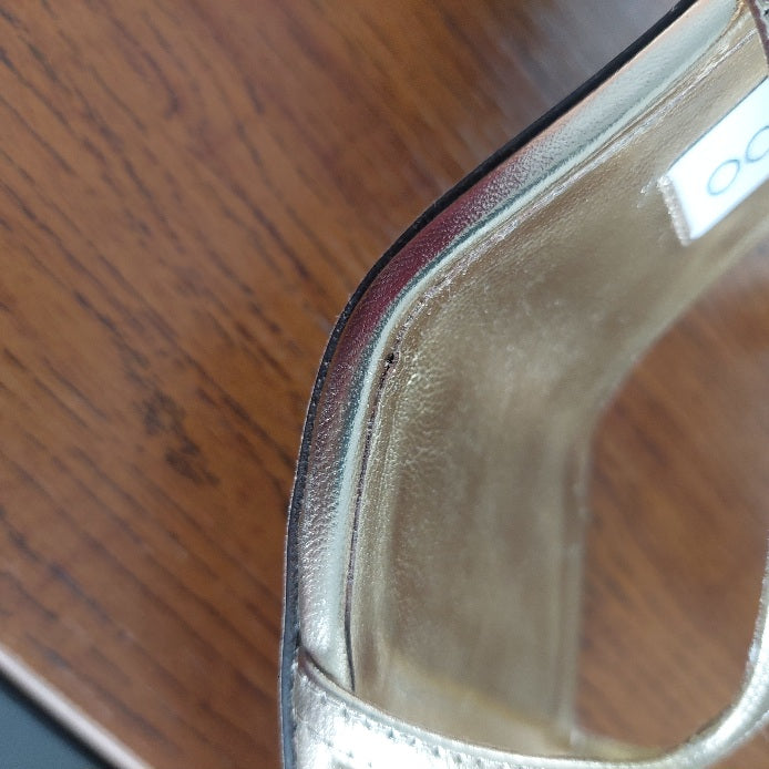 Jimmy Choo Gold Metallic Leather Azie 85 Sandals | Gently used |