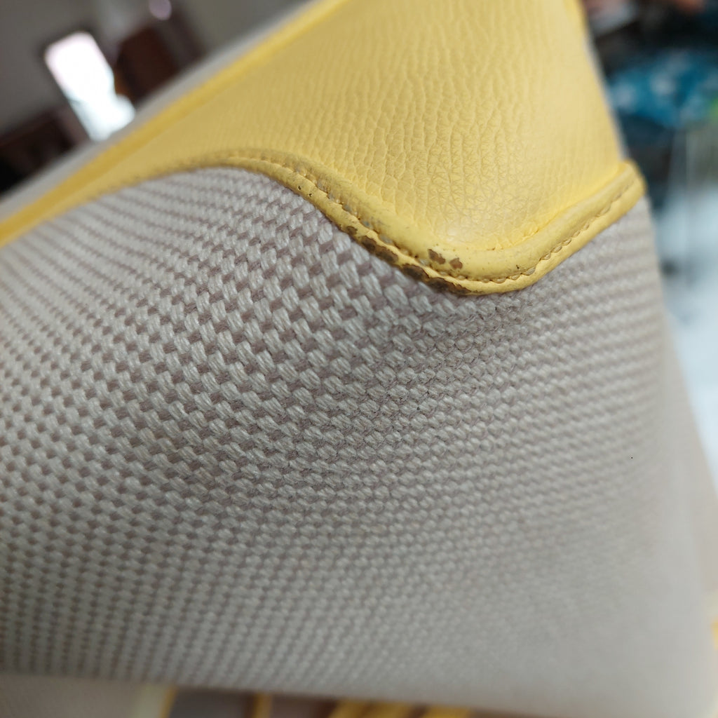 Kate Spade Cream Canvas & Yellow Leather 'All Day' Large Tote Bag | Pre Loved |