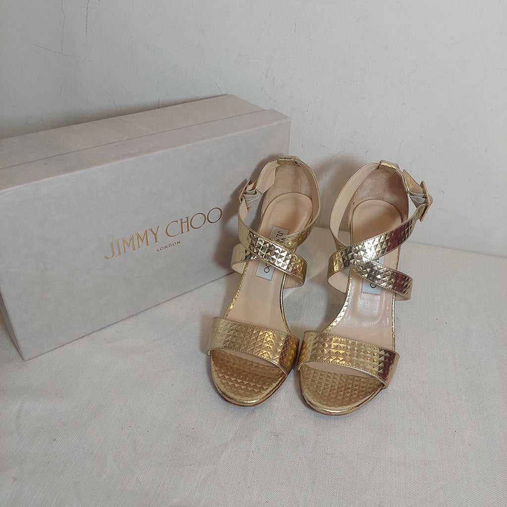 Jimmy Choo Gold Metallic Wedges | Pre Loved |