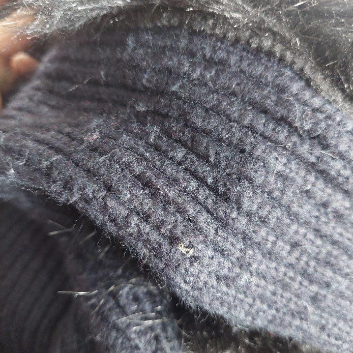 H&M Navy Faux Fur Sleeves Sweater | Gently Used |