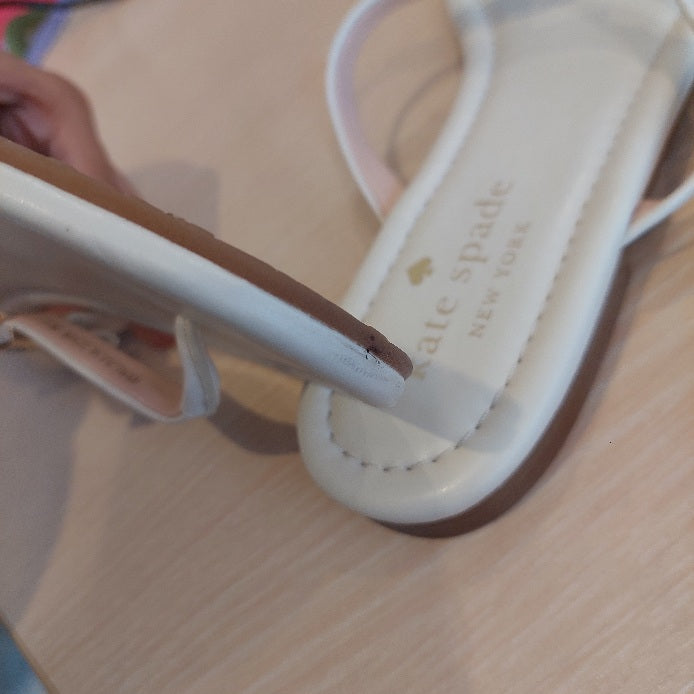 Kate Spade White Leather Thong Sandals | Pre Loved |