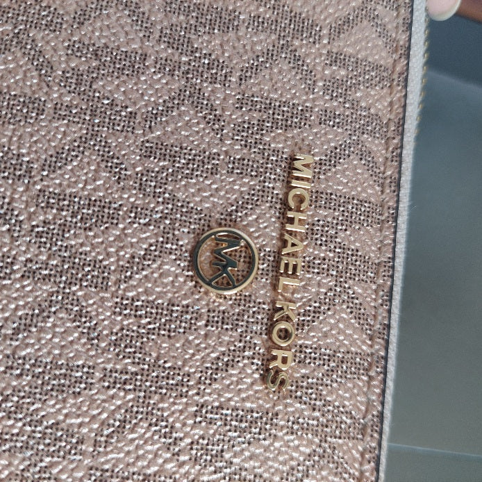 Michael Kors Rose Gold Jet Set Charm Zip Around Wallet | Pre Loved |