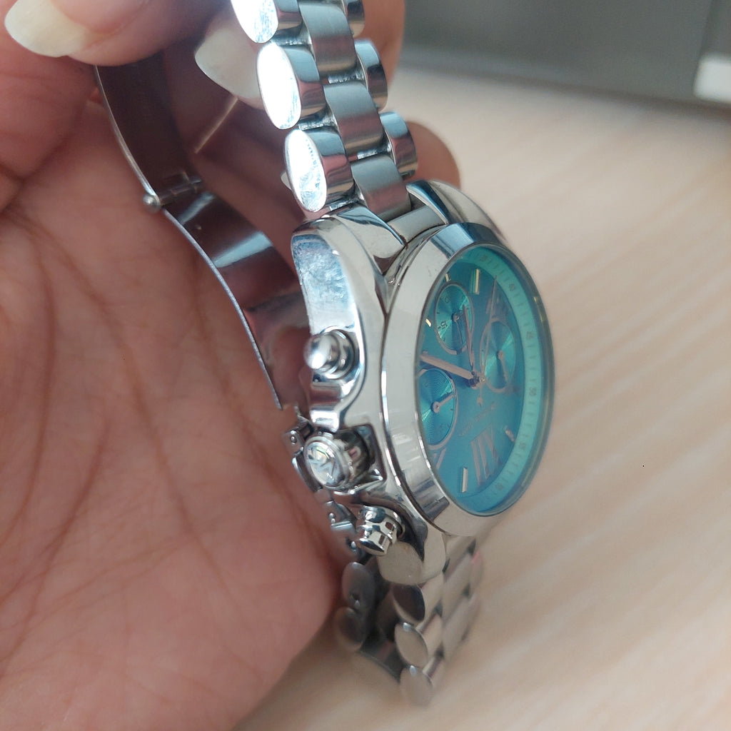 Michael Kors Silver & Blue Chronograph MK6197 Watch | Pre Loved |