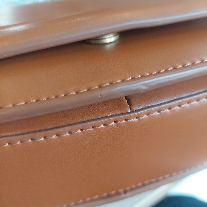 ZARA Tan Leatherette Saddle Crossbody Bag | Pre Loved |