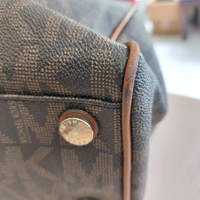 Michael Kors Brown Signature Monogram Large Shoulder Bag | Pre Loved |