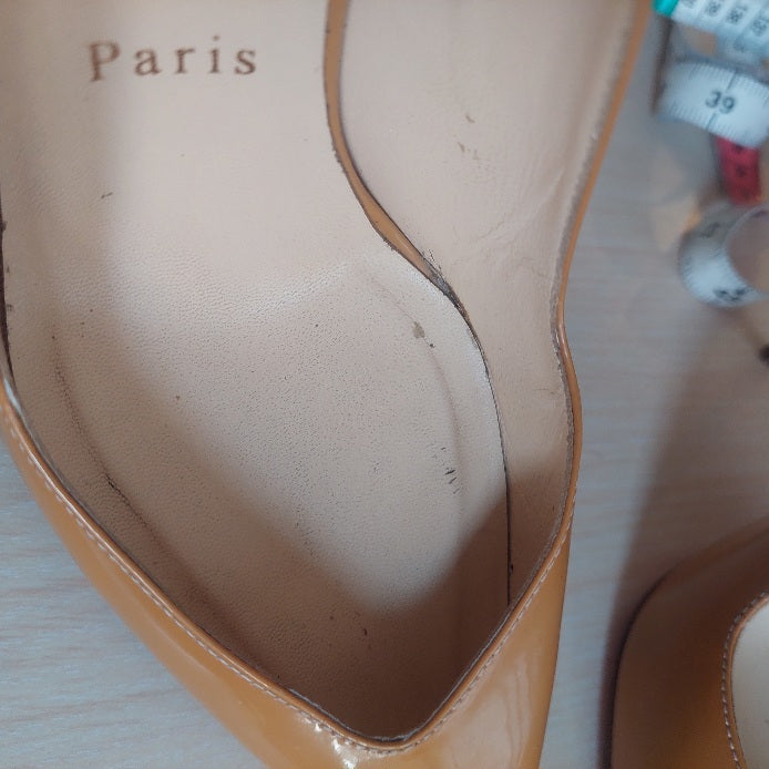 Christian Louboutin Fleuve 100 Nude Patent Leather Pumps | Pre Loved |