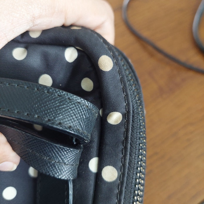 Kate Spade Black Polka Dot Leather Trim Backpack | Pre Loved |