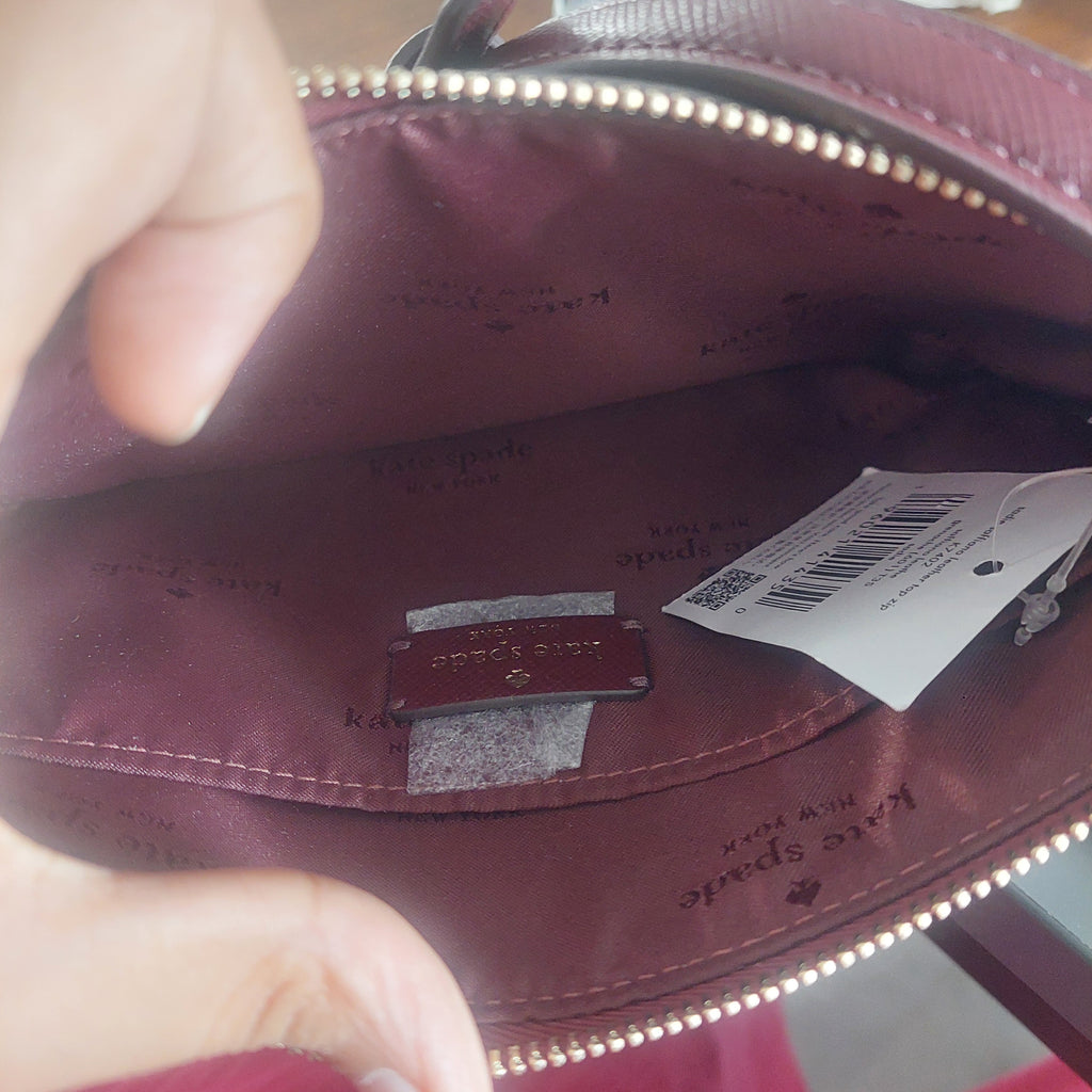 Kate Spade Deep Berry Sadie Saffiano Leather Top Zip Crossbody Bag | Brand New |