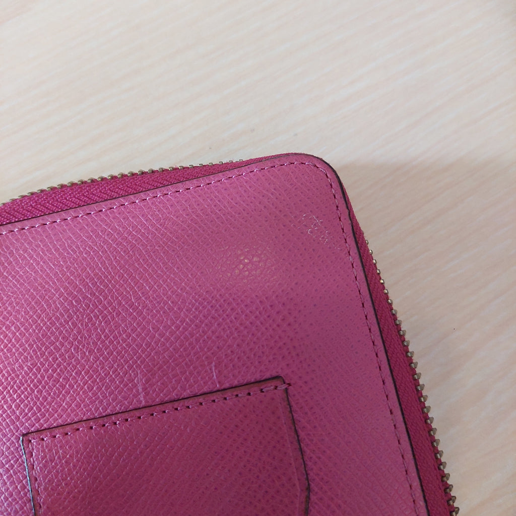 Coach Fuchsia Zip Around Leather Wallet | Pre Loved |