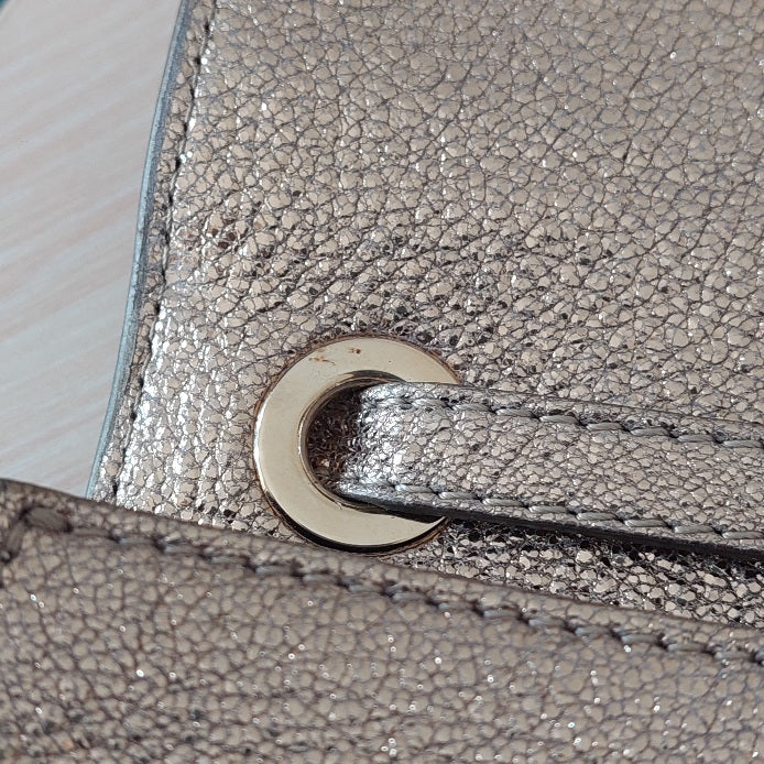 Jimmy Choo Rebel Mini Glitter Gold Leather Crossbody Bag | Pre Loved |