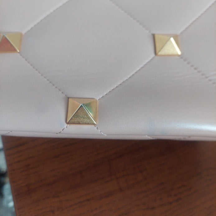 Valentino Rose Cannelle Leather Medium Roman Stud Top Handle Bag | Pre Loved |