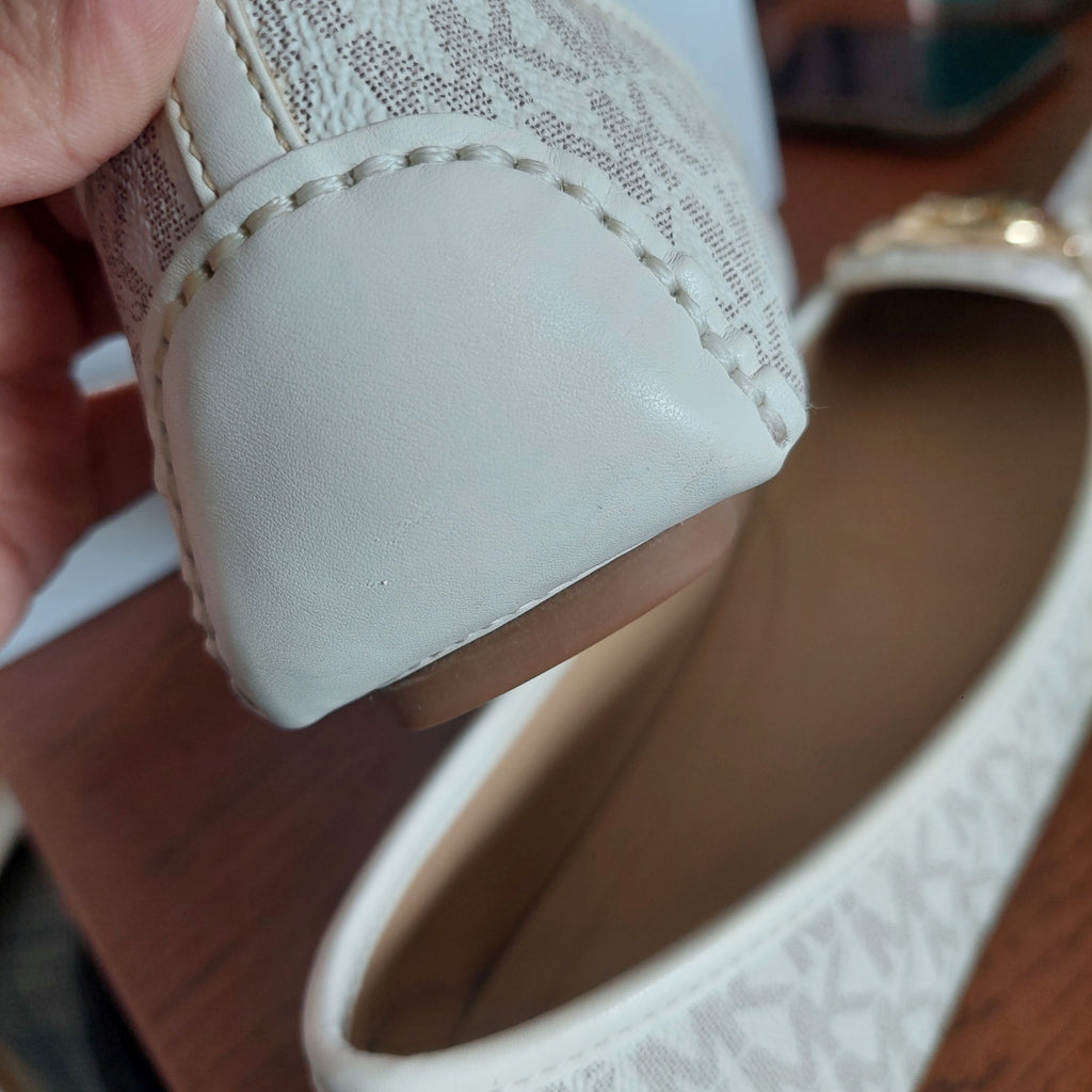 Michael Kors Vanilla Leather Fulton Studded Logo Moccasins | Pre Loved |