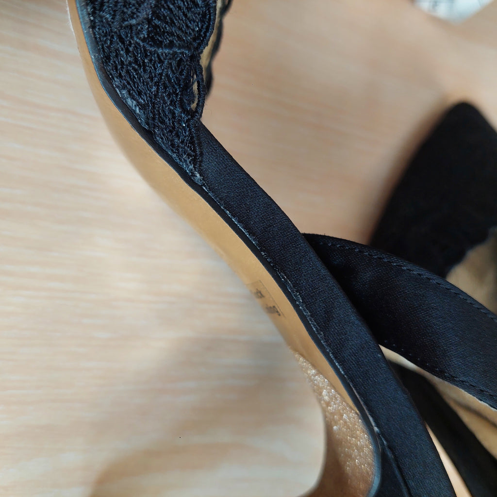 Adrianna Papell Black Lace Sling-Back Heels | Brand New |