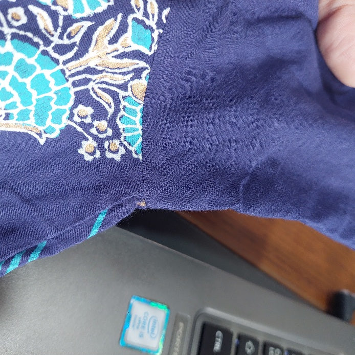 Blocked Blue Printed tassel & Lace Detail Kurta | Gently Used |