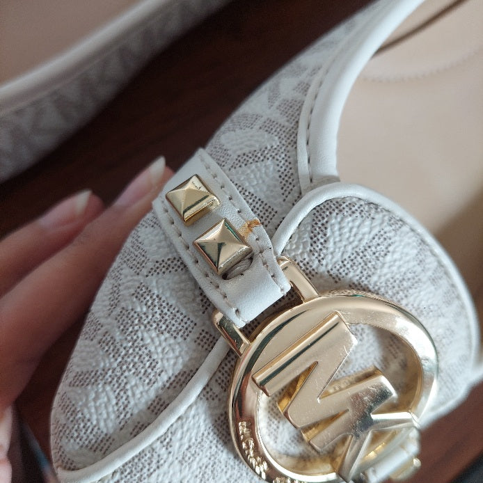 Michael Kors Vanilla Leather Fulton Studded Logo Moccasins | Pre Loved |