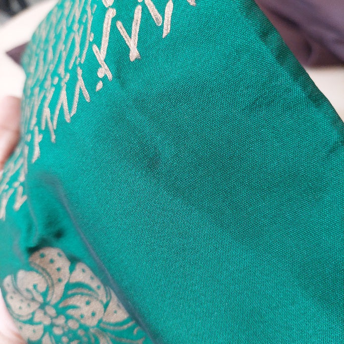 Sanober Azfar Emerald Green Block Print Outfit (3 Pieces) | Pre Loved |
