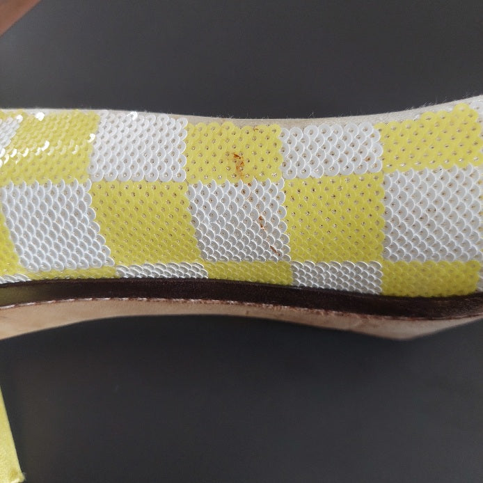 Louis Vuitton Yellow & White Magic Square Pumps | Pre Loved |