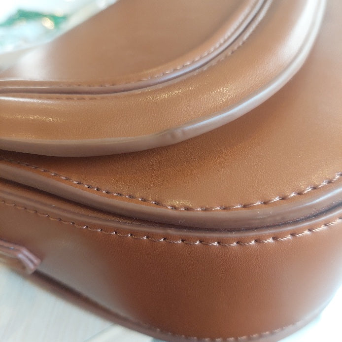 ZARA Tan Leatherette Saddle Crossbody Bag | Pre Loved |