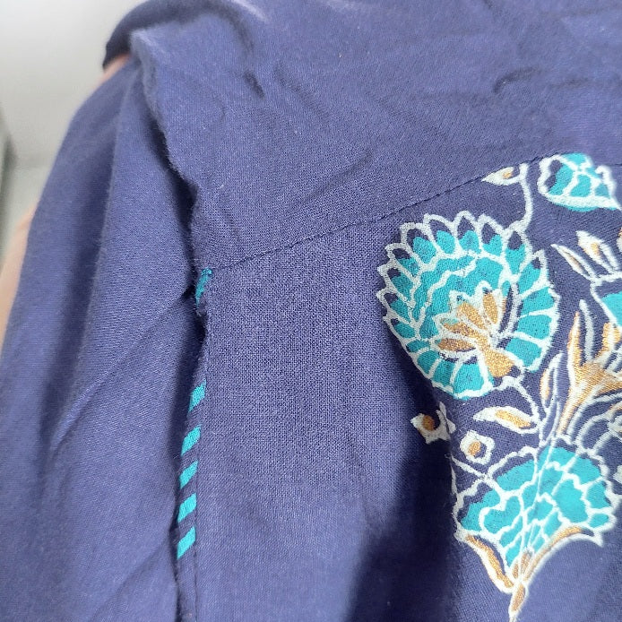 Blocked Blue Printed tassel & Lace Detail Kurta | Gently Used |