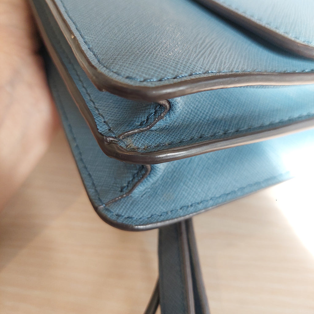 Michael Kors Blue Saffiano Leather Crossbody Bag | Pre Loved |