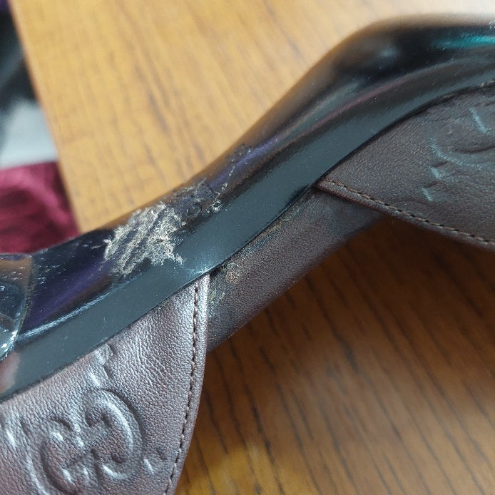 Gucci Brown Guccissima Leather Horsebit D'orsay Peep Toe Pumps | Pre Loved |