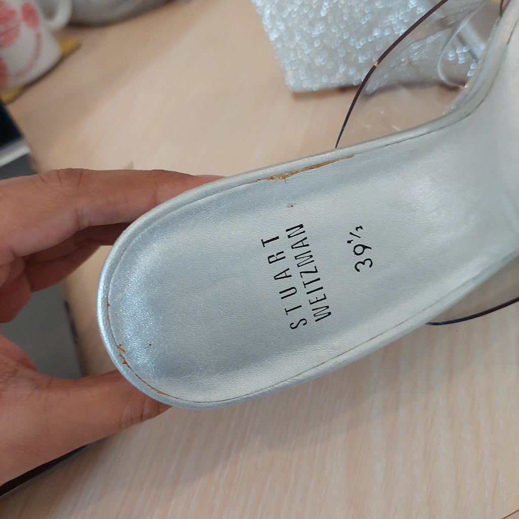 Stuart Weitzman Silver Glitter & Vinyl Wedges | Brand New |