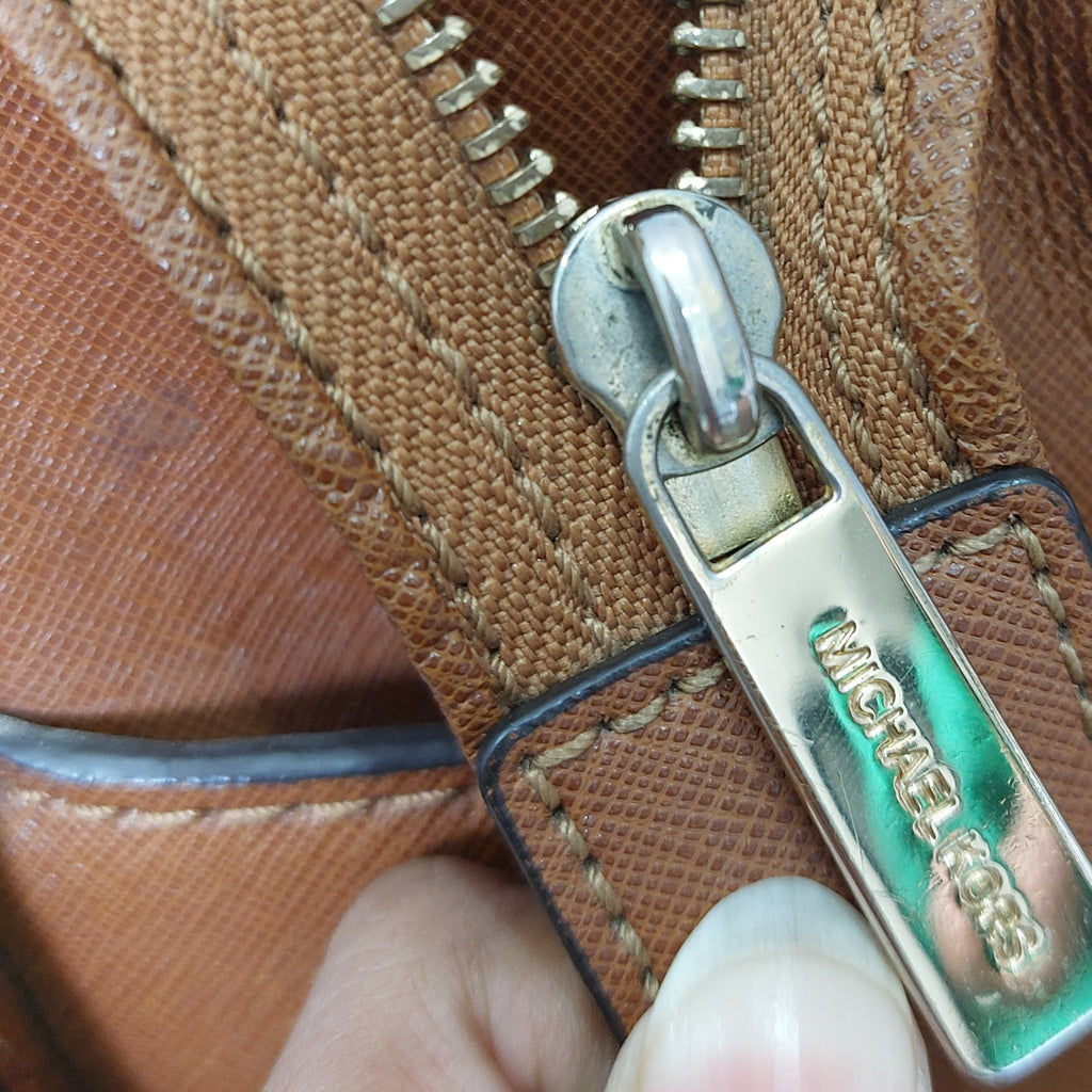 Michael Kors Brown Saffiano Studded Tote Bag | Pre Loved |