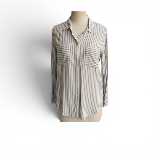 Abercrombie & Finch Grey & White Striped Collared Shirt | Gently used |
