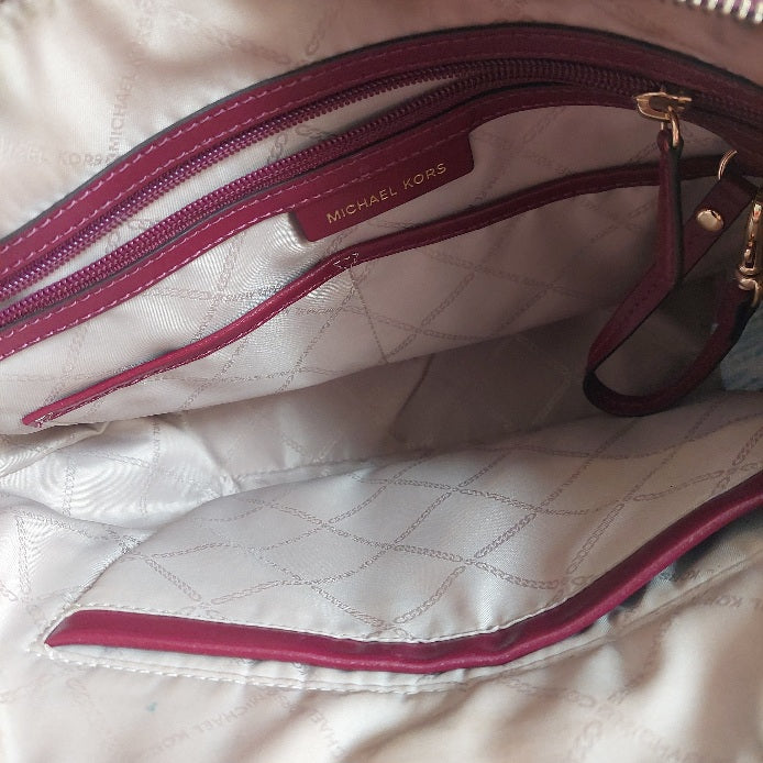 Michael Kors Plum Monogram Jet Set Travel Medium Tote | Pre Loved |