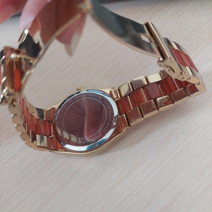Michael Kors Gold & Orange MK-1653 Channing Stainless Steel Watch | Pre Loved |