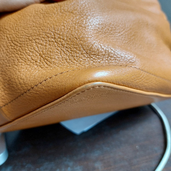 Jafferjees Tan Soft Leather Small Bucket Bag | Pre Loved |