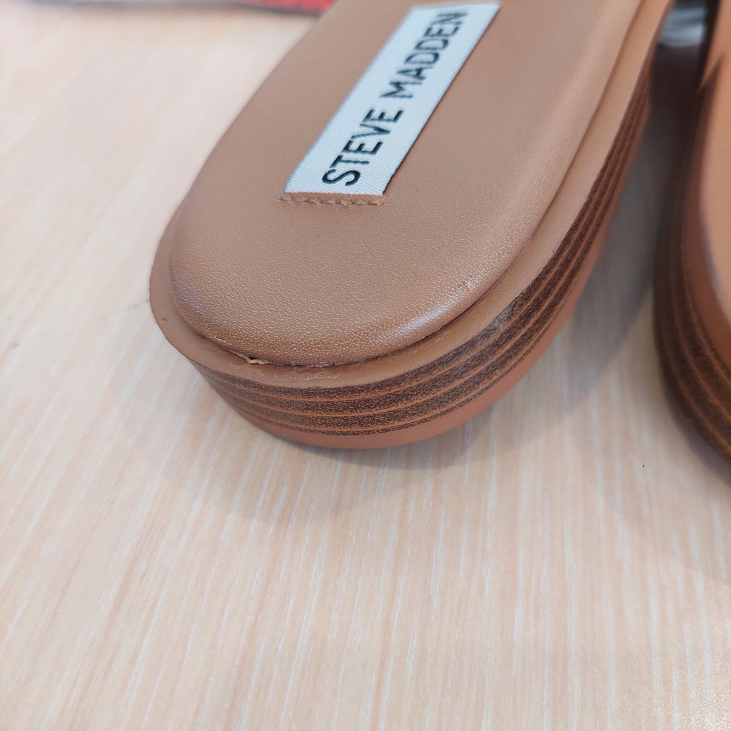 Steve Madden Bone Cross Textured LIMITT Leatherette Sandals | Brand New |