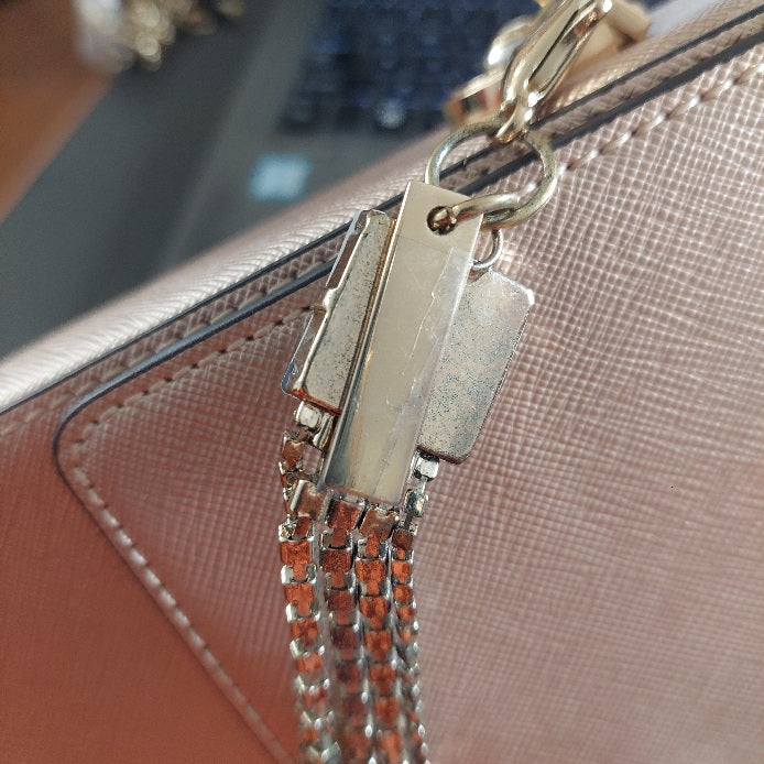 Aldo Rose Gold Metallic Zacchini Tassel Details Crossbody Bag | Pre Loved |