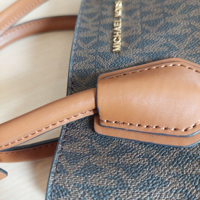 Michael Kors Brown Signature Coated Canvas & Leather Small Mercer Tote Bag | Pre Loved |