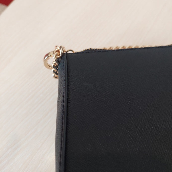 Michael Kors Black Gold Chain Leather Crossbody Bag | Gently Used |